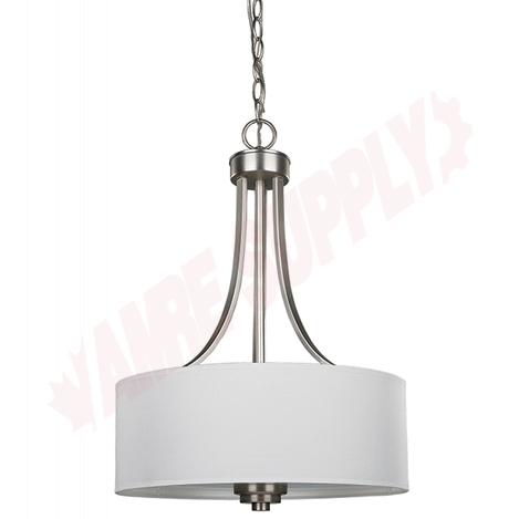 Photo 1 of ICH280A03BPT : Canarm Pier 3-Light Chandelier, Brushed Pewter, Fabric Shade, 3 x 60W