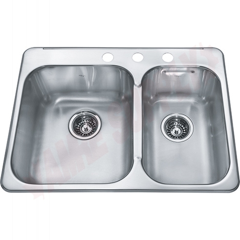Photo 1 of RCL2027R-3 : Kindred Reginox Drop-In Kitchen Sink, 2 Bowls, 3 Holes, Stainless Steel
