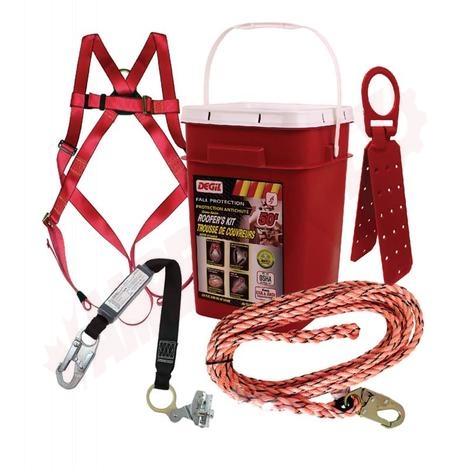 Photo 1 of 853702025 : Degil Pro Roofer's Safety Harness Kit, 25 Ft Vertical Lifeline With Snap Hooks 
