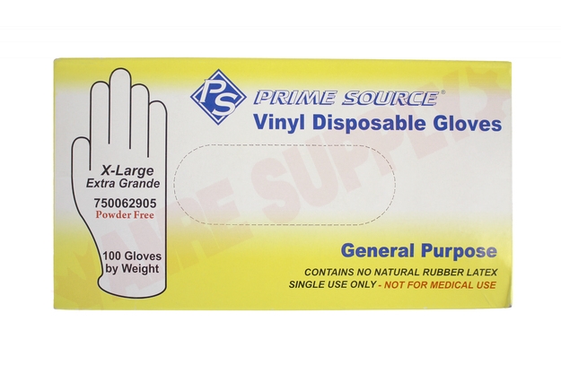 Photo 3 of 577602835 : Prime Source Vinyl Gloves, Powder-Free, Extra Large, 100/Box