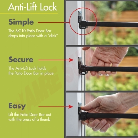 Photo 6 of BK110A : Ideal Security Patio Door Security Bar, with Anti-Lift Lock, Silver