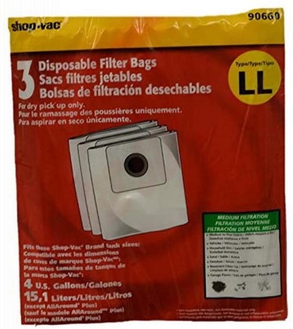 Photo 1 of XSH90662 : Shop Vac Disposable Paper Filter Bags, 3/Pack