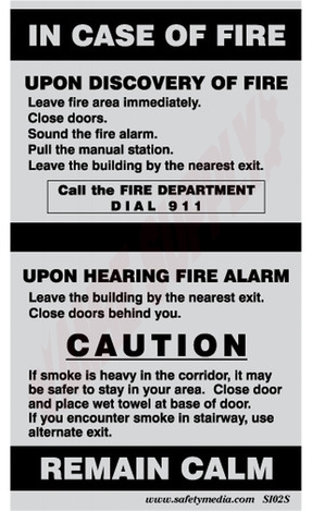 Photo 1 of SI02S : Safety Media In Case of Fire Sign, 4 x 7