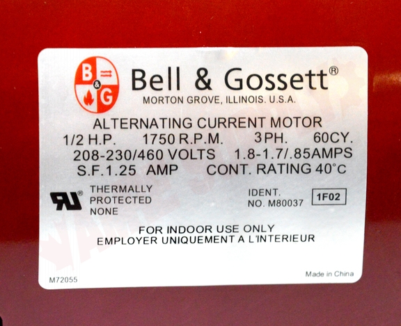 Photo 9 of 111046 : Bell & Gossett 1/2HP 3Ph Motor Power Pack