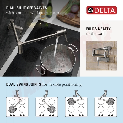 Photo 3 of 1165LF : Delta Contemporary Two Handle Lever Handle Pot Filler, Chrome