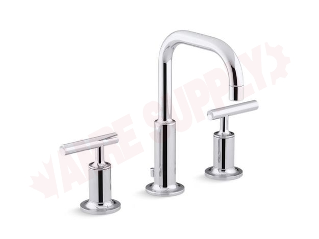 Photo 1 of 14406-4-CP : Kohler Purist® Widespread Bathroom Sink Faucet With Low Lever Handles And Low Gooseneck Spout