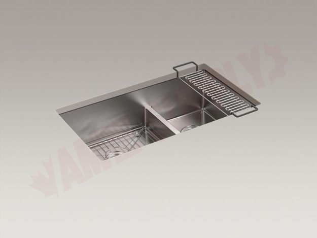 Photo 1 of 5284-NA : Strive® 32 x 18-5/16 x 9-5/16 Smart Divide® undermount double-bowl large/medium kitchen sink with rack
