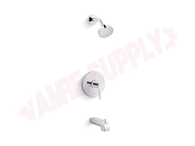 Photo 1 of TS97074-4G-CP : Kohler Pitch® Rite-Temp® bath and shower trim with 1.75 gpm showerhead
