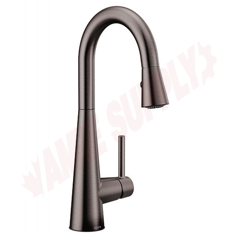 Photo 1 of 7664BLS : Moen Sleek One-Handle High Arc Bar Faucet, Black