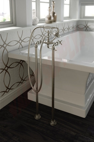 Photo 3 of S22105BN : Moen Weymouth Two-Handle Tub Filler Includes Hand Shower, Brushed Nickel