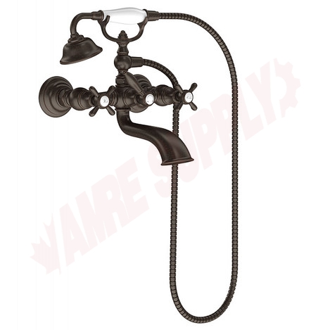 Photo 2 of S22105ORB : Moen Weymouth Two-Handle Tub Filler Includes Hand Shower, Oil Rubbed Bronze