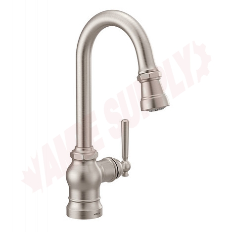 Photo 1 of S52003SRS : Moen Paterson One-Handle High Arc Pulldown Single Mount Bar Faucet, Stainless Steel