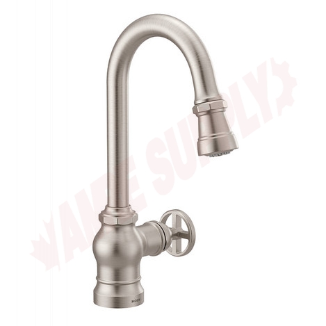 Photo 2 of S52003SRS : Moen Paterson One-Handle High Arc Pulldown Single Mount Bar Faucet, Stainless Steel