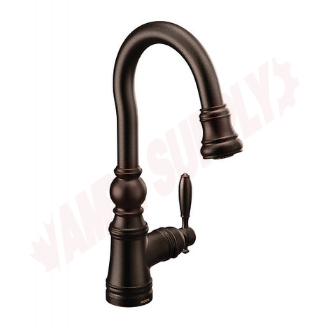 Photo 1 of S53004ORB : Moen Weymouth One-Handle High Arc Pulldown Bar Faucet, Bronze