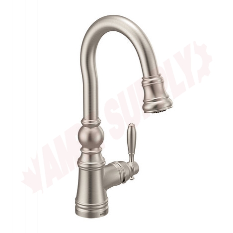 Photo 1 of S53004SRS : Moen Weymouth One-Handle High Arc Pulldown Bar Faucet, Stainless Steel