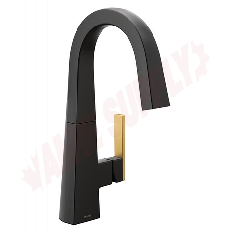 Photo 2 of S55005BL : Moen Nio One-Handle High Arc Bar Faucet, Black