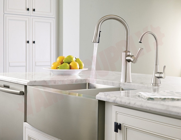 Photo 3 of S5520SRS : Moen Sip Transitional One-Handle High Arc Beverage Faucet, Stainless Steel