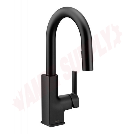 Photo 1 of S62308BL : Moen STo One-Handle High Arc Pulldown Bar Faucet, Black