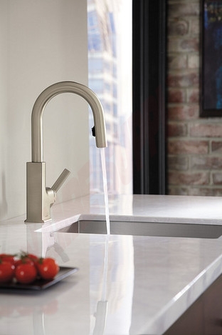 Photo 3 of S62308SRS : Moen STo One-Handle High Arc Pulldown Bar Faucet, Stainless Steel