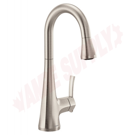 Photo 3 of S6235SRS : Moen Sinema One-Handle High Arc Pulldown Bar Faucet, Stainless Steel