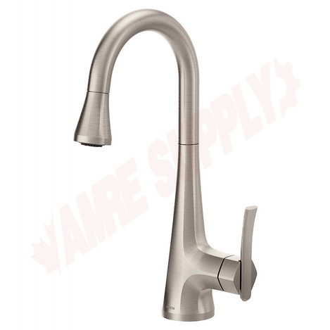 Photo 4 of S6235SRS : Moen Sinema One-Handle High Arc Pulldown Bar Faucet, Stainless Steel