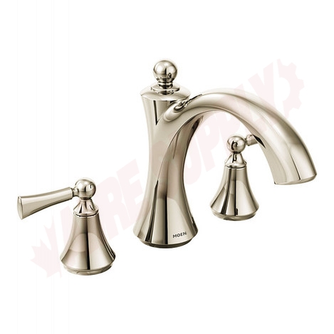 Photo 1 of T653NL : Moen Wynford Two-Handle Non Diverter Roman Tub Faucet, Polished Nickel
