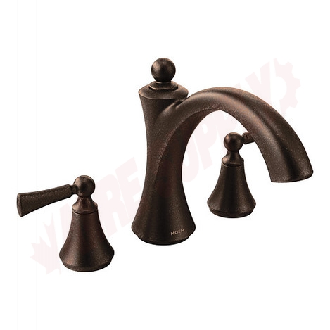 Photo 1 of T653ORB : Moen Wynford Two-Handle Non Diverter Roman Tub Faucet, Oil Rubbed Bronze