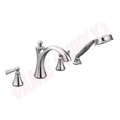 Photo 1 of T654 : Moen Wynford Two-Handle Diverter Roman Tub Faucet Includes Hand Shower, Chrome