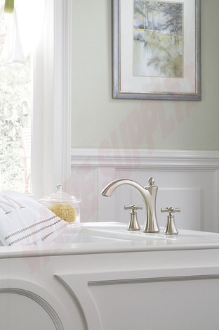Photo 2 of T654BN : Moen Wynford Two-Handle Diverter Roman Tub Faucet Includes Hand Shower, Brushed Nickel