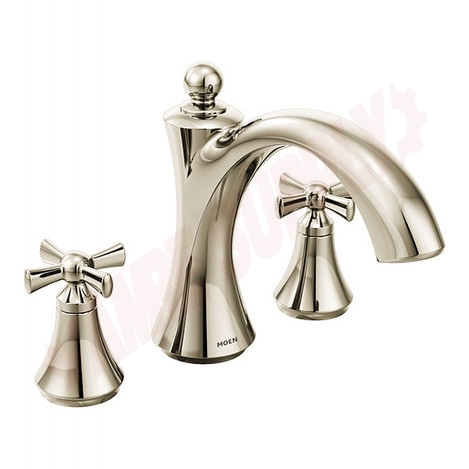 Photo 1 of T657NL : Moen Wynford Two-Handle Non Diverter Roman Tub Faucet, Polished Nickel