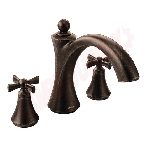 Photo 1 of T657ORB : Moen Wynford Two-Handle Non Diverter Roman Tub Faucet, Oil Rubbed Bronze