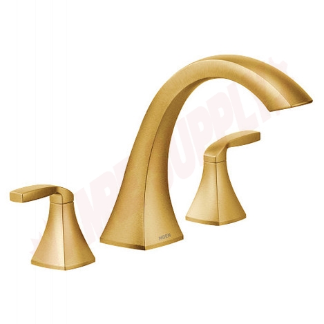 Photo 1 of T693BG : Moen Voss Two-Handle High Arc Roman Tub Faucet, Brushed Gold