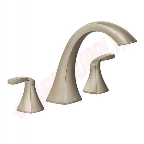 Photo 1 of T693BN : Moen Voss Two-Handle High Arc Roman Tub Faucet, Brushed Nickel