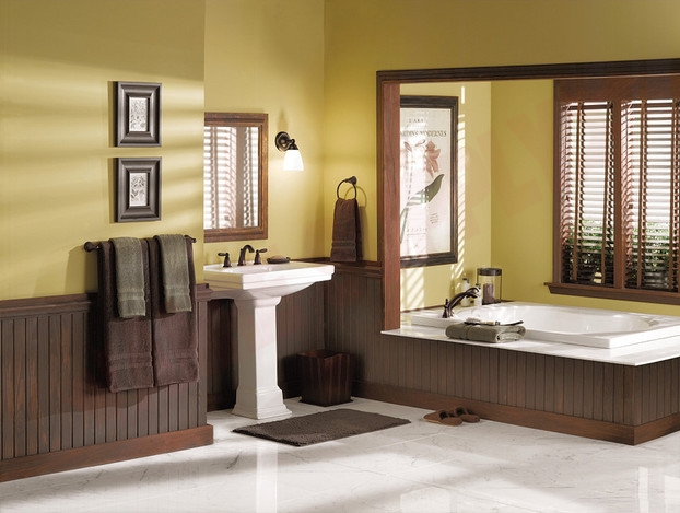 Photo 2 of T924ORB : Moen Brantford Two-Handle Low Arc Roman Tub Faucet Includes Hand Shower, Oil Rubbed Bronze