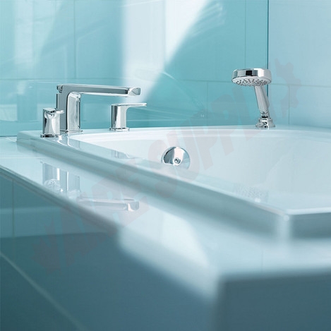 Photo 2 of T936 : Moen Rizon Two-Handle Low Arc Roman Tub Faucet Includes Hand Shower, Chrome