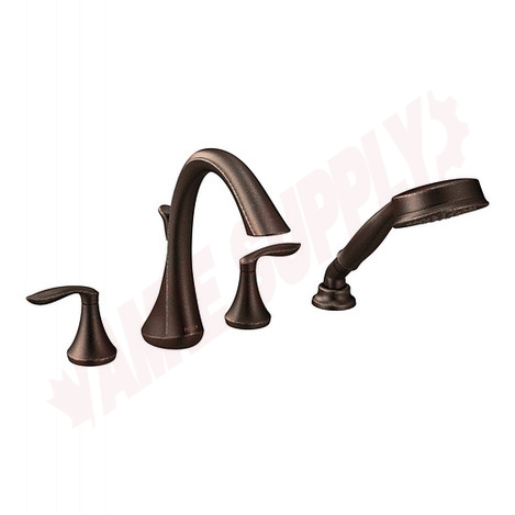 Photo 1 of T944ORB : Moen Eva Two-Handle High Arc Roman Tub Faucet Includes Hand Shower, Oil Rubbed Bronze