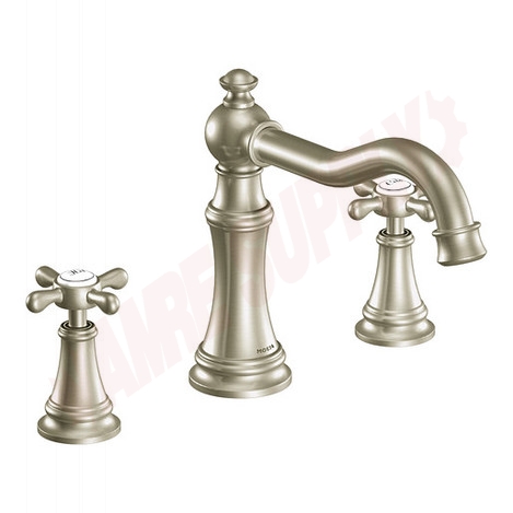 Photo 1 of TS22101BN : Moen Weymouth Two-Handle High Arc Roman Tub Faucet, Brushed Nickel