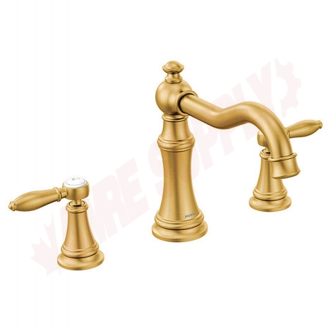 Photo 1 of TS22103BG : Moen Weymouth Two-Handle High Arc Roman Tub Faucet, Brushed Gold