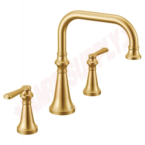 Photo 1 of TS44503BG : Moen Colinet Two-Handle High Arc Roman Tub Faucet, Brushed Gold
