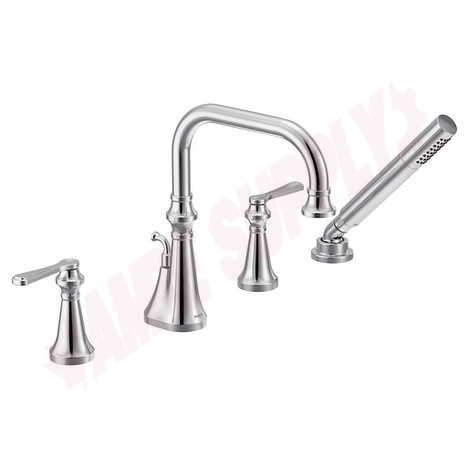 Photo 1 of TS44504 : Moen Colinet Two-Handle High Arc Roman Tub Faucet Includes Hand Shower, Chrome