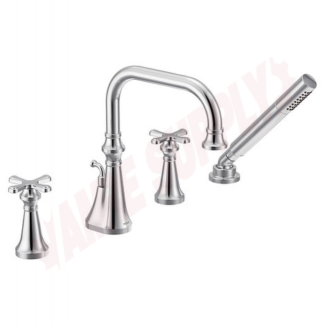Photo 1 of TS44506 : Moen Colinet Two-Handle High Arc Roman Tub Faucet Includes Hand Shower, Chrome