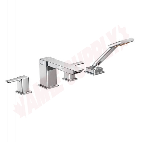 Photo 1 of TS904 : Moen 90 Degree Two-Handle High Arc Roman Tub Faucet Includes Hand Shower, Chrome