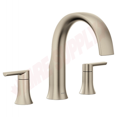 Photo 1 of TS983BN : Moen Doux Two-Handle High Arc Roman Tub Faucet, Brushed Nickel