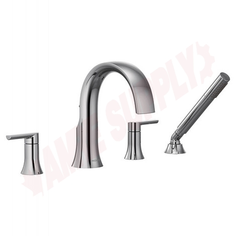 Photo 1 of TS984 : Moen Doux Two-Handle High Arc Roman Tub Faucet Includes Hand Shower, Chrome