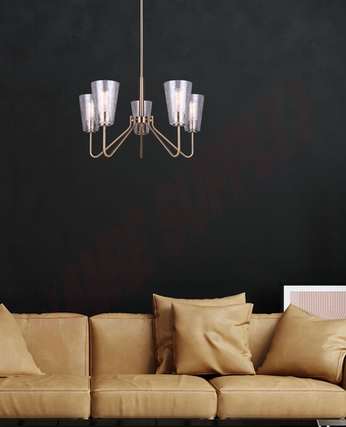 Photo 3 of ICH1100A05GD : Canarm Everly 5 Light Chandelier, Gold