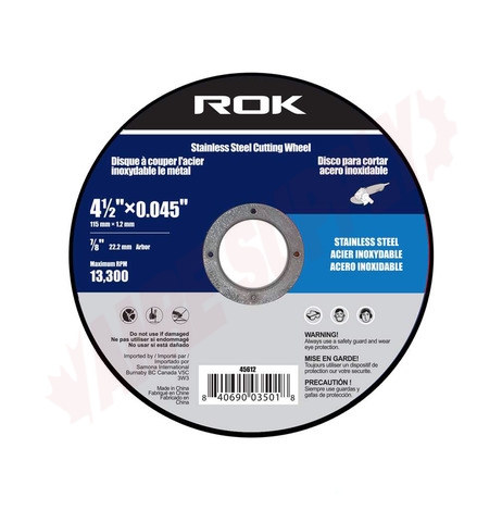 Photo 1 of 45612 : Rok Cut-Off Wheel, Stainless Steel, 4-1/2X.045