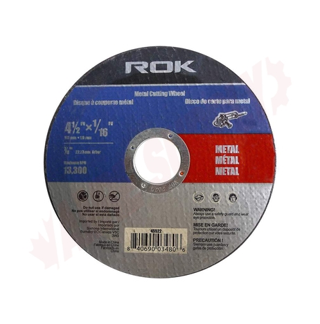 Photo 1 of 45522 : Rok Metal Cut-Off Wheel, Flat, 4-1/2 x 1/16