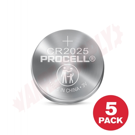Photo 1 of PC2025 : Procell Lithium Coin Battery, CR2025, 3V, 5/Pack