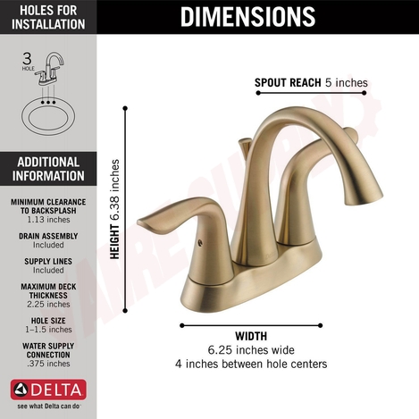 Photo 4 of 2538-CZMPU-DST : Delta Lahara Two Handle Centerset Bathroom Faucet, Champagne Bronze