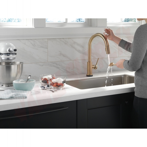 Photo 4 of 9159T-CZ-DST : Delta Trinsic Single Handle Pull-Down Kitchen Faucet with Touch2O Technology, Champagne Bronze